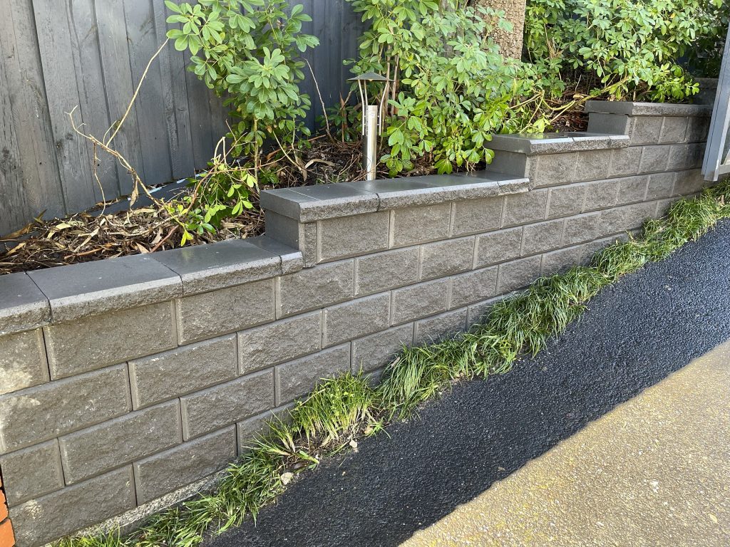 Newly constructed garden with stone pathways