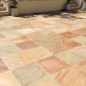 paving terracotta square landscaping garden makeover steps