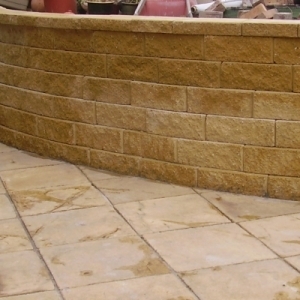 brick wall concrete wall paving