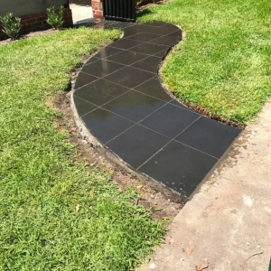 Concrete paving path, garden path, footpath, lawn, landscaping