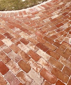 "Beautifully designed garden with stone paving"