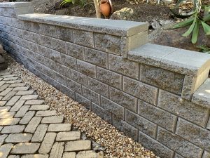 Garden with a neatly paved stone path