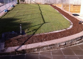 lands 1 Landscape design with stone path and green lawn